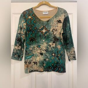 Cactus Bay Women’s Southwestern Native American Size Small Blouse.          2896